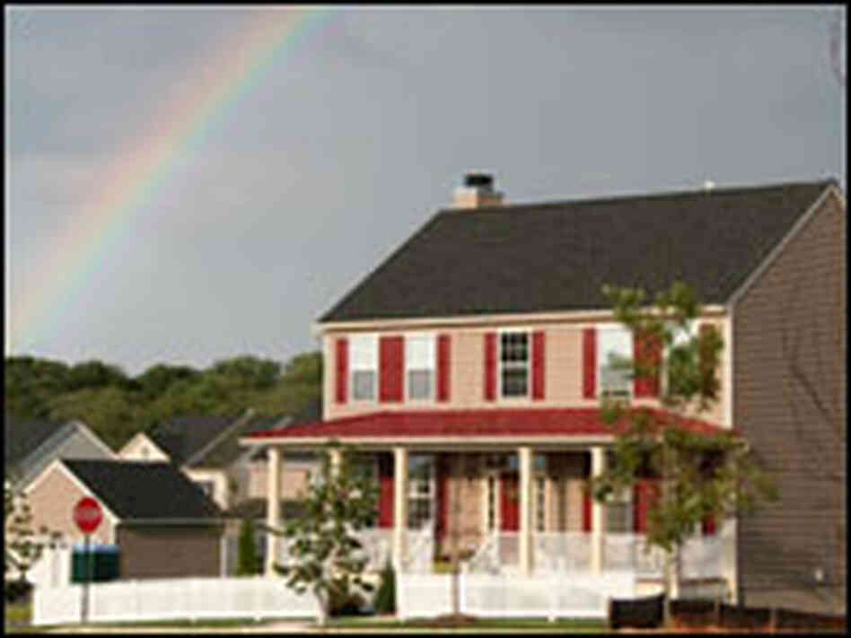 A rainbow arcs over a house in the New Daleville development. A rainbow arcs over a house in the New Daleville development.