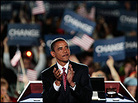 Barack Obama claps along with the crowd during his acceptance speech Barack Obama claps along with the crowd during his acceptance speech