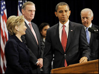 President-elect Obama arrives to announce Sen. Hillary Clinton as his choice for secretary of state.