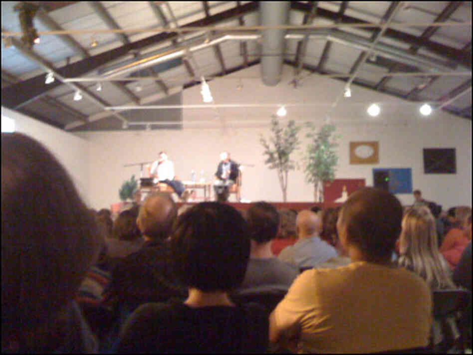 Josh Kun and Leonard Nimoy, shown in a photo taken with an iPhone, at a book signing event in Santa Josh Kun and Leonard Nimoy, shown in a photo taken with an iPhone, at a book signing event in Santa