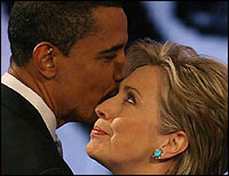 Illinois Sen. Barack Obama greets New York Sen. Hillary Clinton following the debate Jan. 31. Illinois Sen. Barack Obama greets New York Sen. Hillary Clinton following the debate Jan. 31.