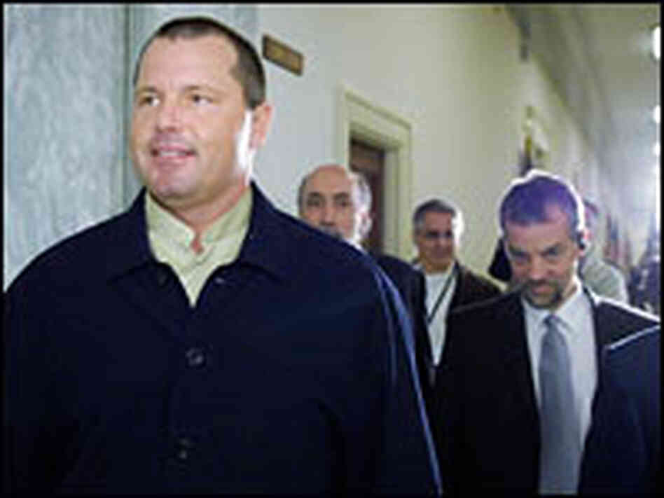 Roger Clemens leaves a meeting on Capitol Hill, Feb. 7, 2008.