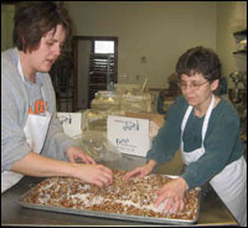 Bakers Jenny Reischel and Linda Zwiefelhofer work at the Main Street Cafe in Bloomer