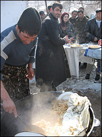 The cook prepares 