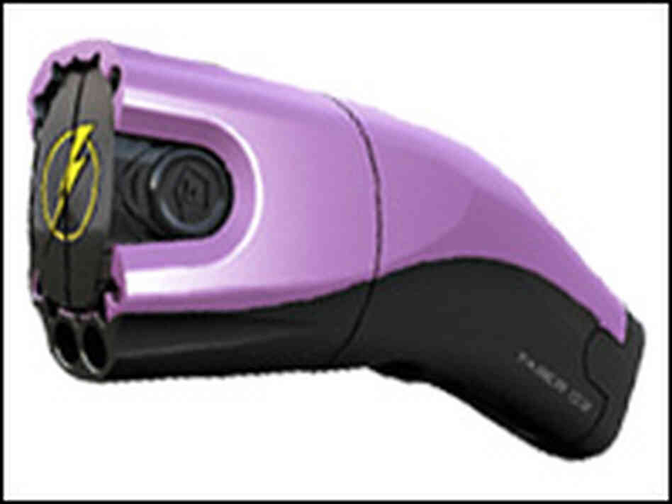 A metallic pink Taser A metallic pink Taser