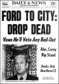 1975 cover of New York Daily News: 'Ford to City: Drop Dead'