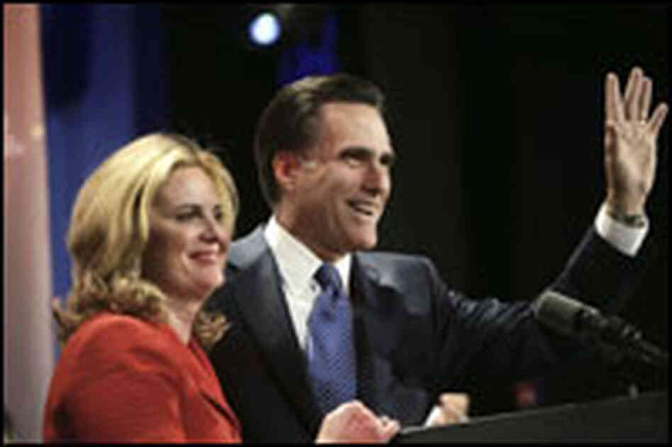 With his wife, Ann, Republican presidential hopeful Mitt Romney waves to supporters. With his wife, Ann, Republican presidential hopeful Mitt Romney waves to supporters.