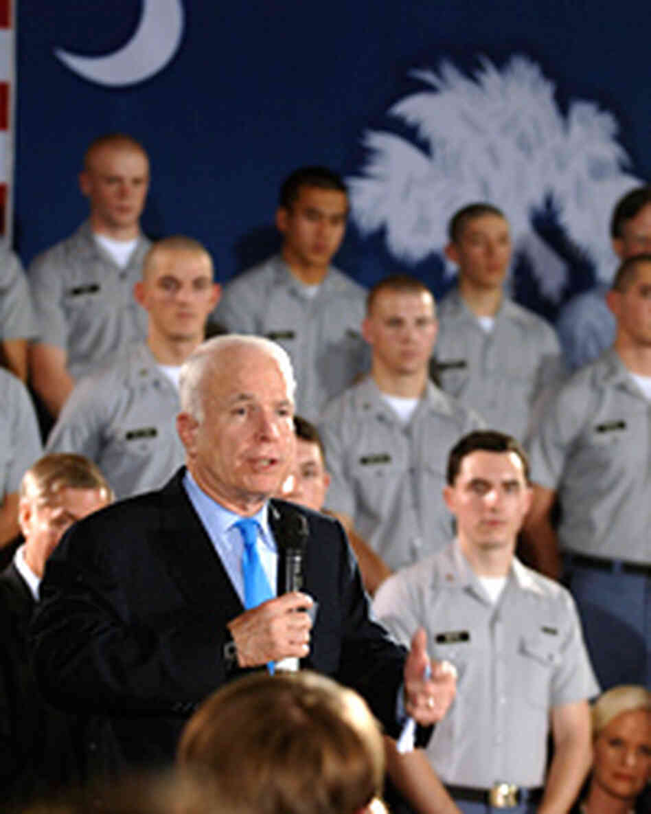 Republican presidential contender Sen. John McCain speaks at a campaign rally at The Citadel Republican presidential contender Sen. John McCain speaks at a campaign rally at The Citadel