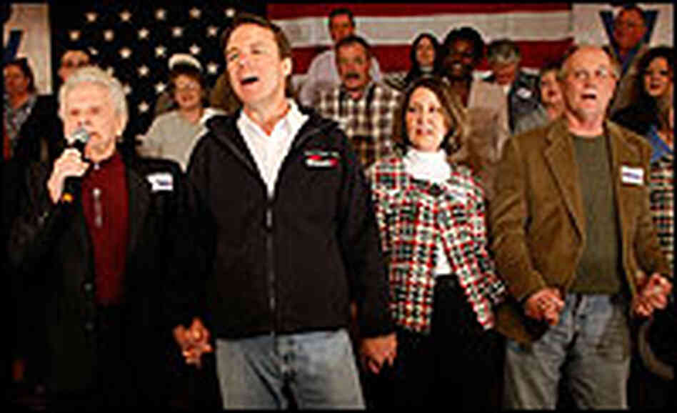 John Edwards sings "Amazing Race" at an event in South Carolina. John Edwards sings "Amazing Race" at an event in South Carolina.