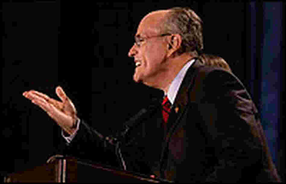 Giuliani blows a kiss to supporters Giuliani blows a kiss to supporters