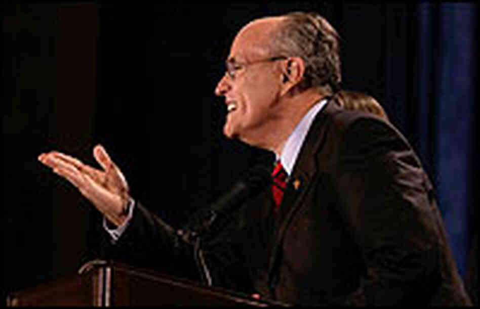 Giuliani blows a kiss to supporters Giuliani blows a kiss to supporters