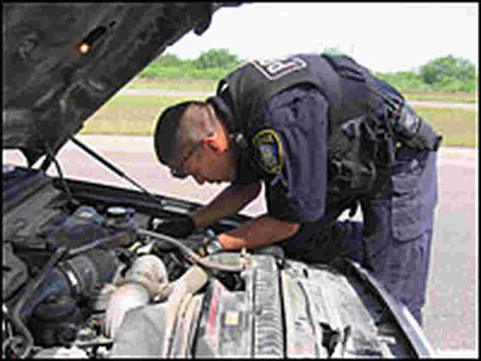 Mike Tamez under the hood searching for money.