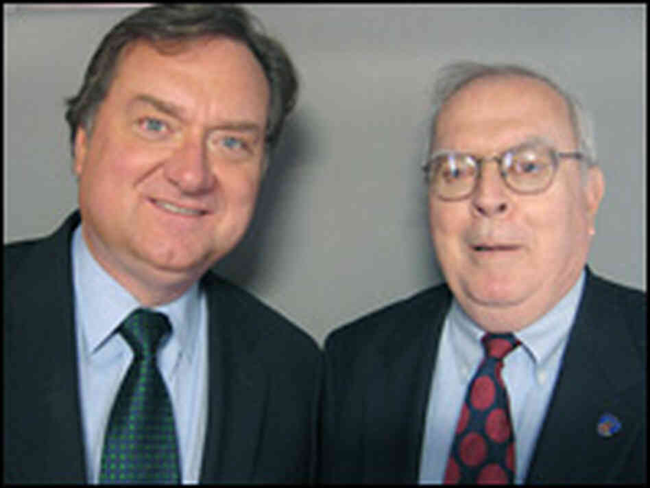 Newsman Tim Russert and former door-keeper of the House James T. Molloy at a StoryCorps mobile booth Newsman Tim Russert and former door-keeper of the House James T. Molloy at a StoryCorps mobile booth