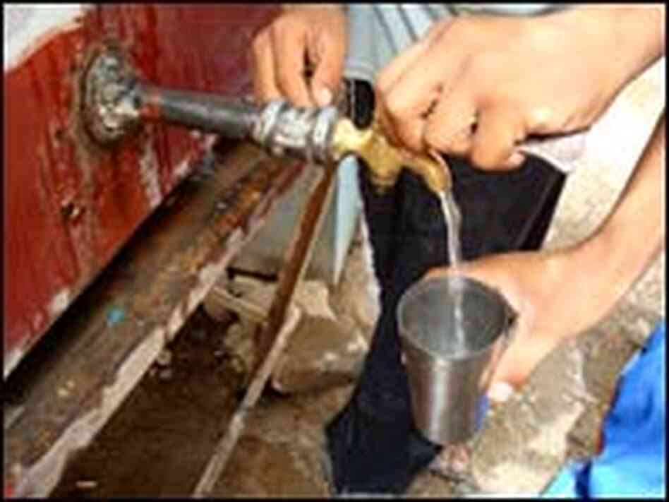 Water provided free by an ice vendor.