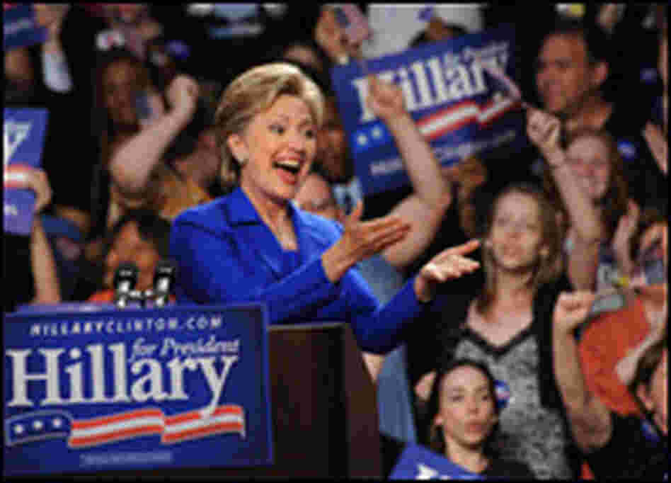 New York Sen. Hillary Clinton at Baruch College in New York.