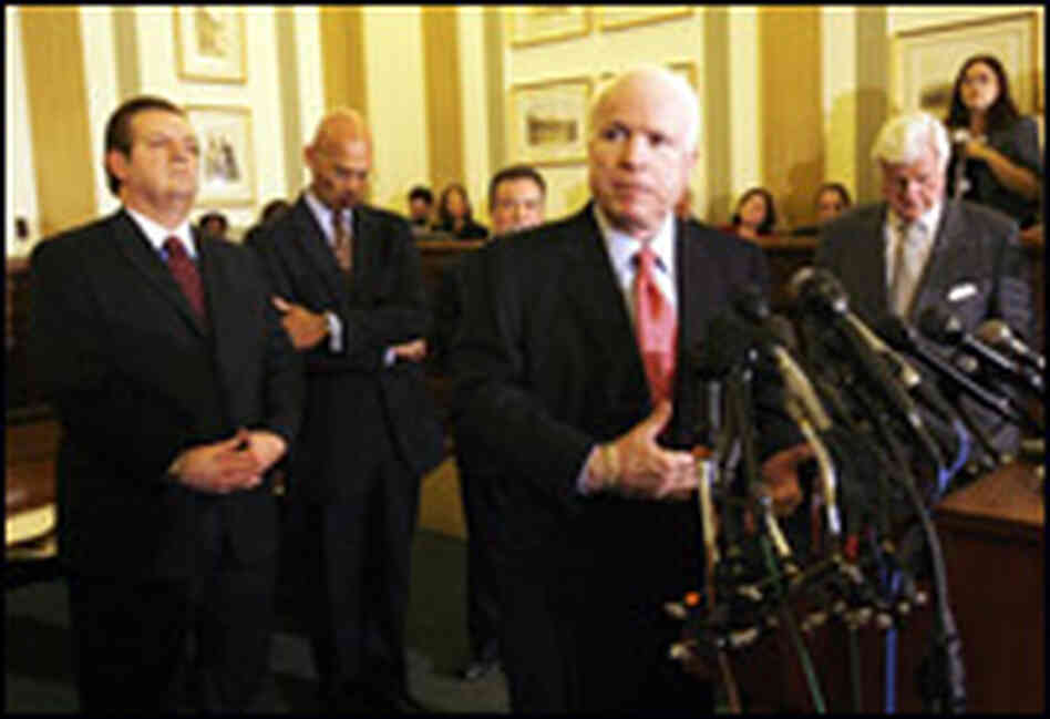 GOP Arizona Sen. John McCain speaks at a press conference on immigration. GOP Arizona Sen. John McCain speaks at a press conference on immigration.
