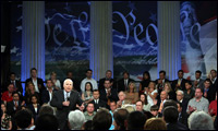 Arizona Sen. John McCain speaks to a crowd in New York City.