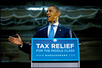 Illinois Sen. Barack Obama speaks to a crowd in Wisconsin.