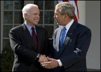 Arizona Sen. John McCain receives President Bush's endorsement.