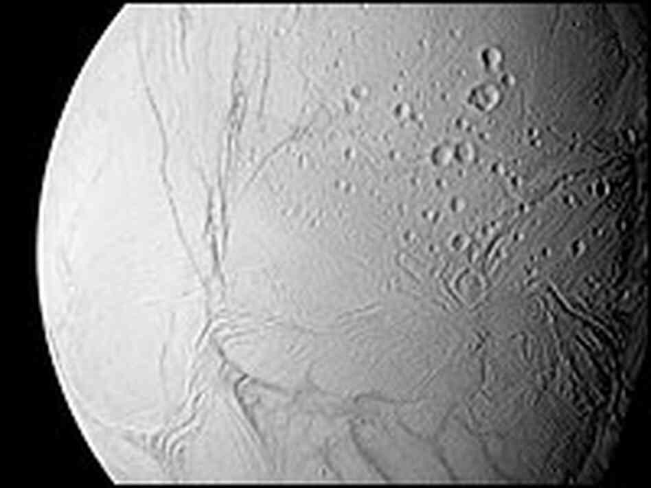 This March 9, 2006, NASA photo shows the surface of Saturn's moon Enceladus as seen from Cassini