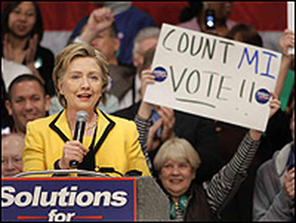 New York Sen. Hillary Clinton attends a rally in Michigan to support a do-over for the primary. New York Sen. Hillary Clinton attends a rally in Michigan to support a do-over for the primary.