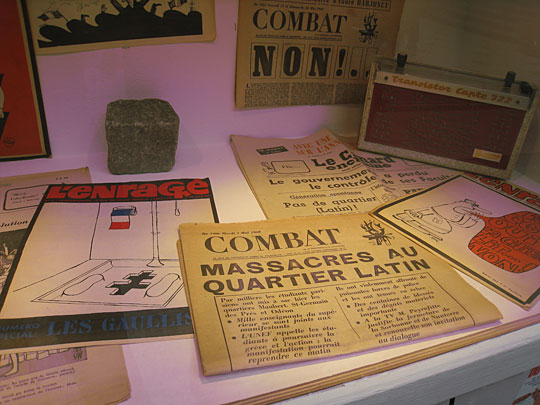 A display of posters and newspapers from May 1968.