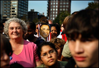 People listen as Sen. Barack Obama speaks during a Nov. 2 campaign rally at Ohio State House in Columbus.