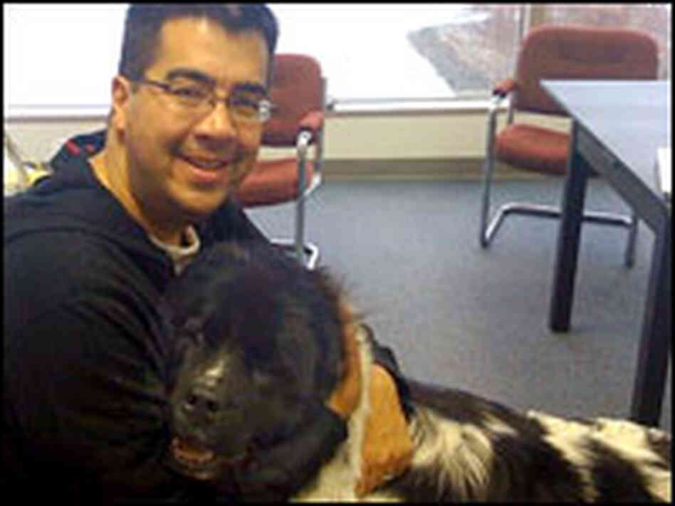 David Kuo with his beloved Landseer Newfie.