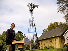 Candidate Obama near Fairfax, Iowa. CREDIT: David Lienemann