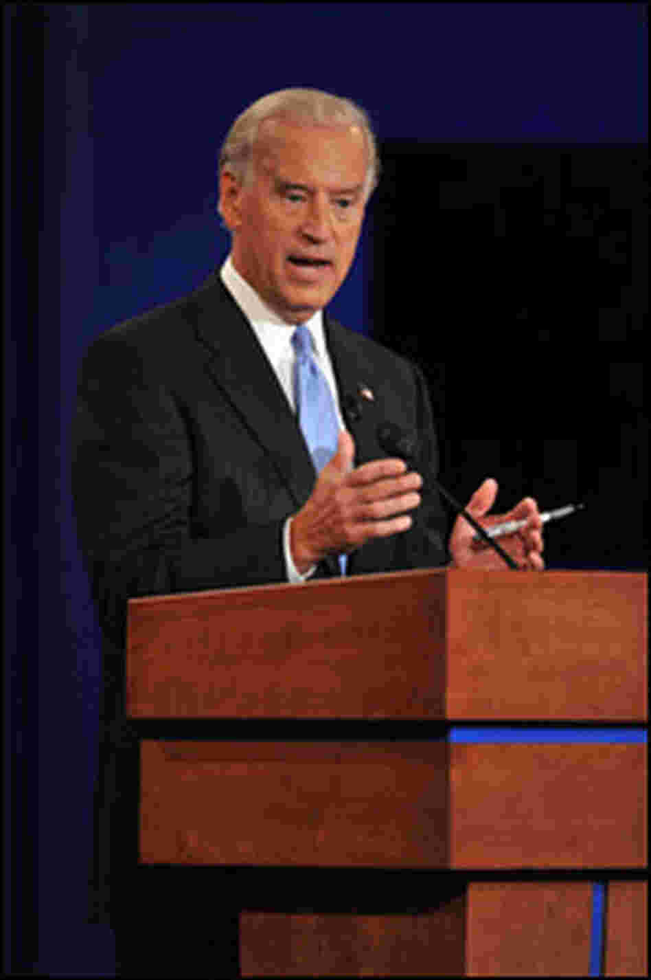 Joe Biden talks during the debate
