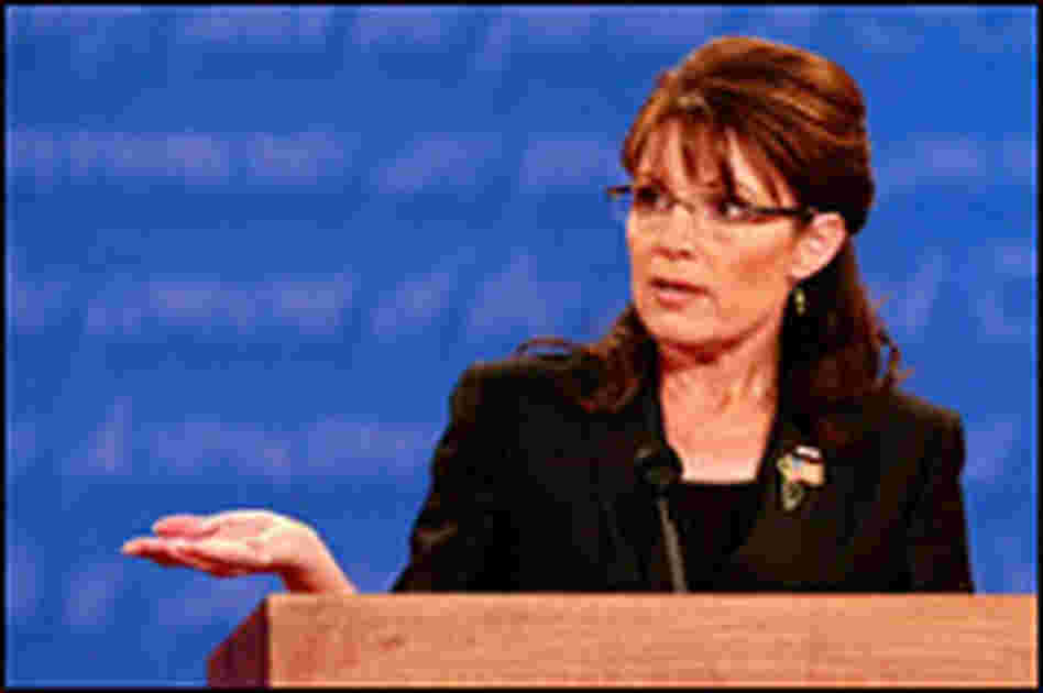 Sarah Palin speaks during the debate