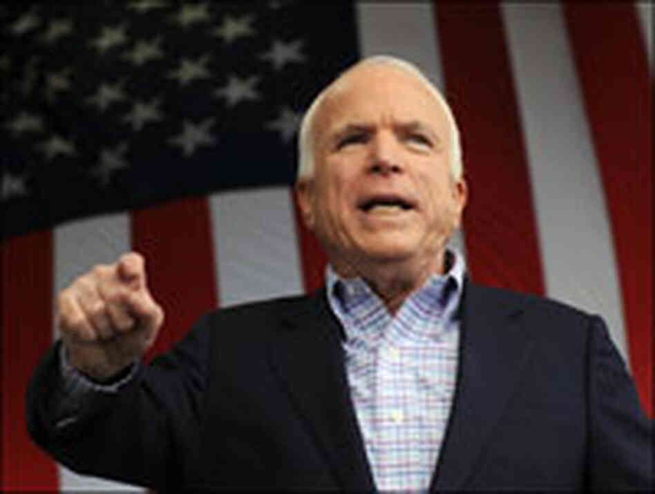 John McCain addresses a rally on in Woodbridge, Va.