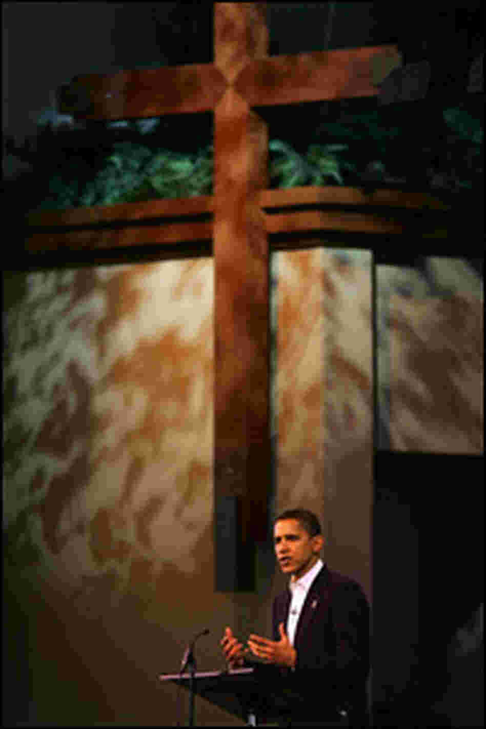 Sen. Barack Obama speaks at the Saddleback Church