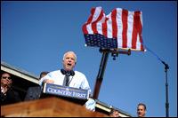 Sen. John McCain speaks at a campaign rally at Everglades Lumber in Miami on Wednesday.