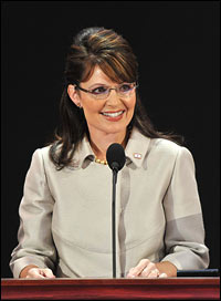 Vice presidential nominee Sarah Palin addresses the Republican National Convention in St. Paul, Minn., Sept. 3, 2008. 