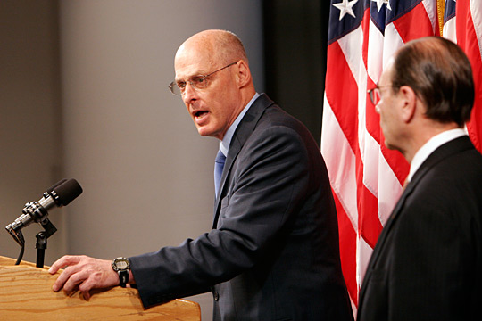 Treasury Secretary Henry Paulson speaks at a news conference on Sunday.