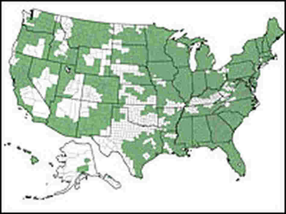 Beale maintained a map of the more than 2,400 counties he visited in five decades of work.