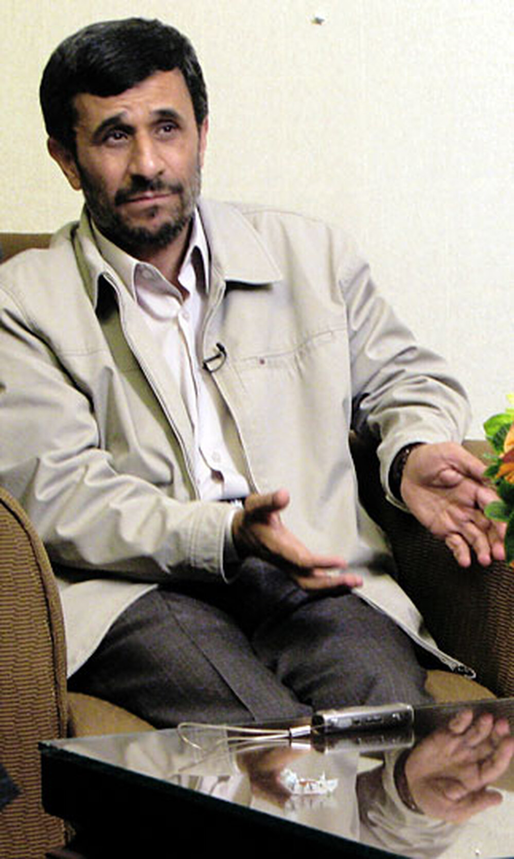 Iranian President Mahmoud Ahmadinejad speaks with NPR's Steve Inskeep in New York, Sept.  22, 2008.