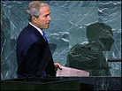 President Bush prepares to give his last speech to the United Nations General Assembly. President Bush prepares to give his last speech to the United Nations General Assembly.
