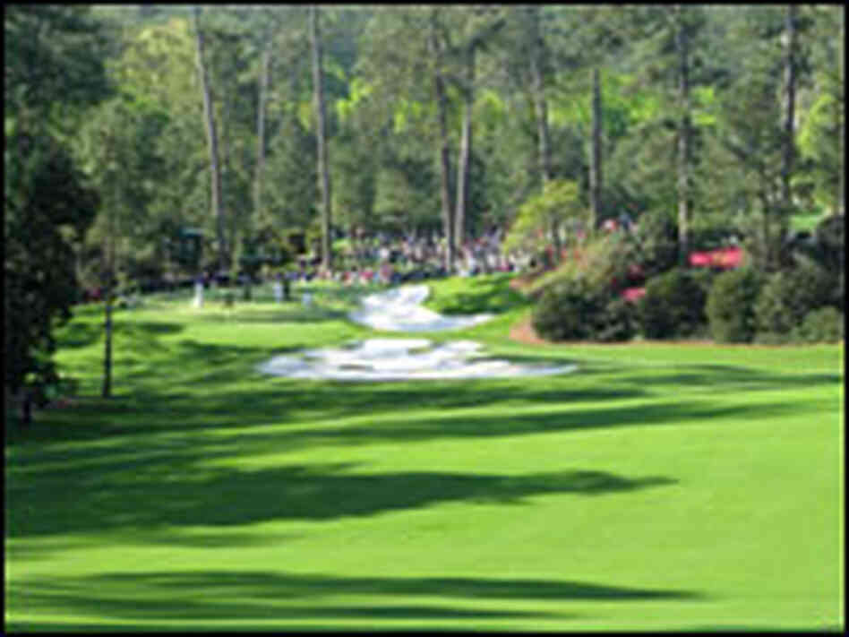 A view down the fairway of the 10th hole at Augusta National Golf Club.