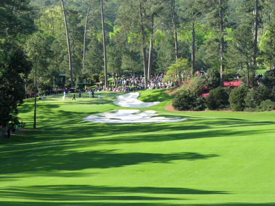 A view down the fairway of the 10th hole at Augusta National Golf Club.