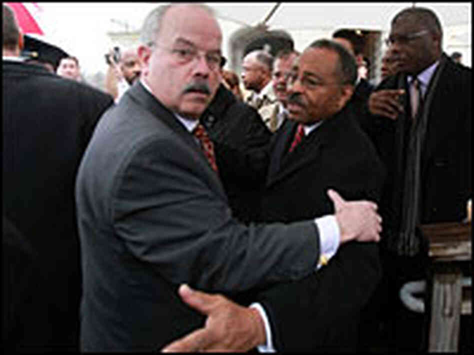 U.S. Senate appointee Roland Burris is escorted away from the Capitol. Mark Wilson/Getty Images U.S. Senate appointee Roland Burris is escorted away from the Capitol. Mark Wilson/Getty Images
