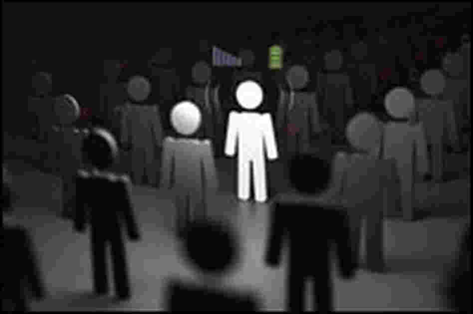 A photo illustration of human figures connected through social media.