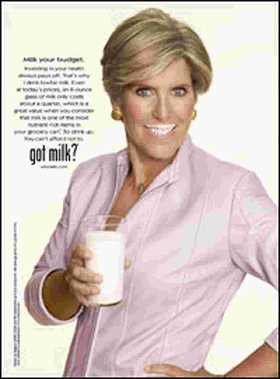 Suze Orman poses for a Got Milk ad