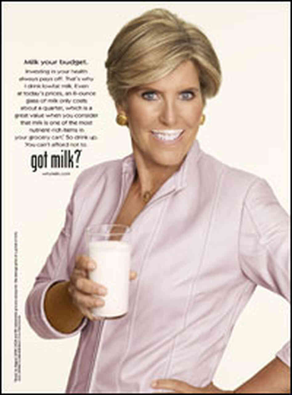 Suze Orman poses for a Got Milk ad