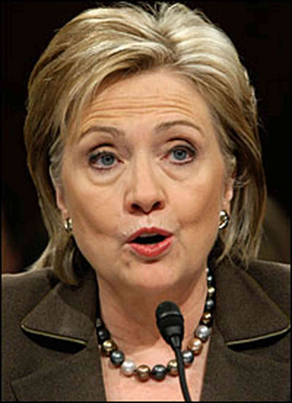 Hillary Clinton at her confirmation hearing. Hillary Clinton at her confirmation hearing.