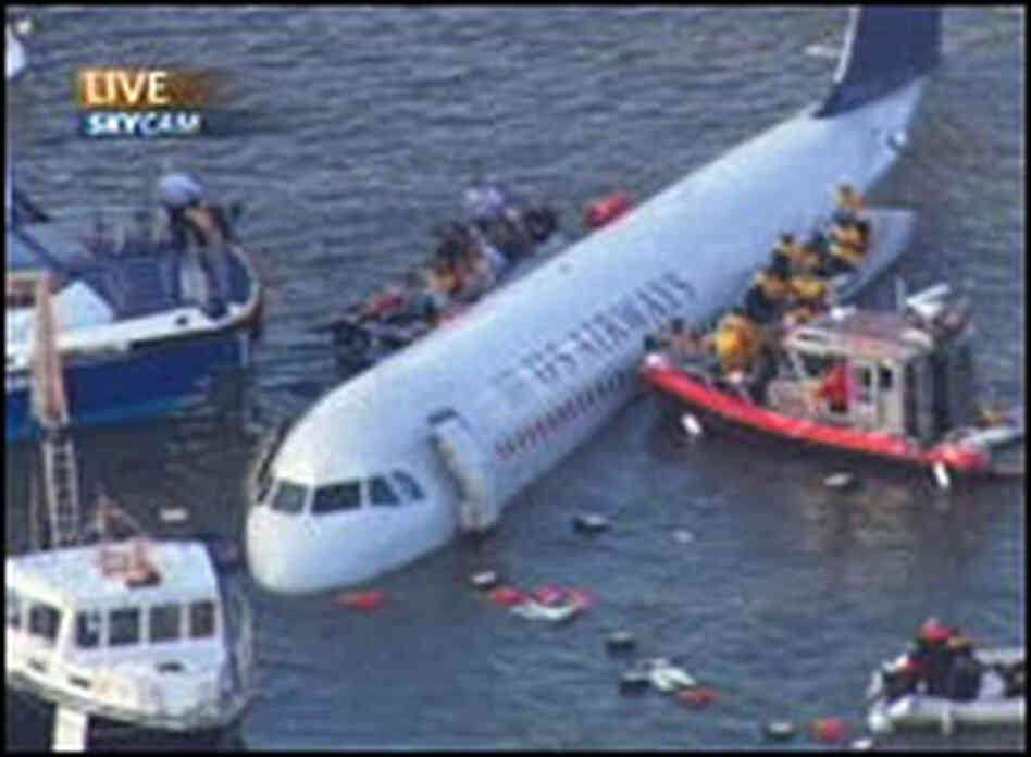 This image taken from WNBC-TV shows a US Airways plane that went down Thursday in the Hudson River.