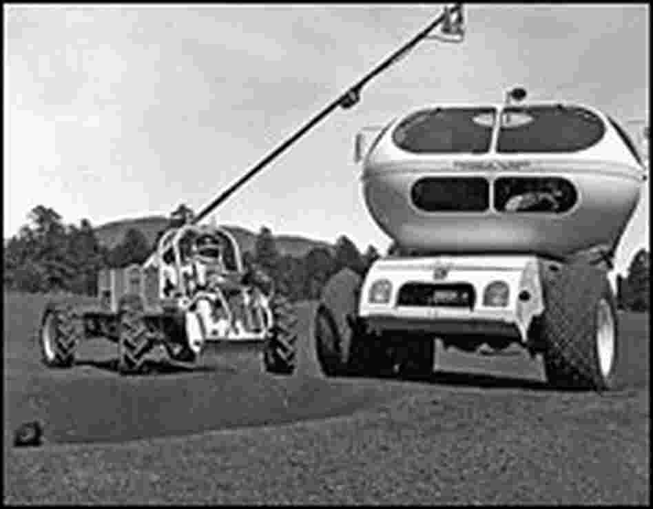 One-man explorer being tested in 1969 in Cinder Lakes crater field in Arizona.