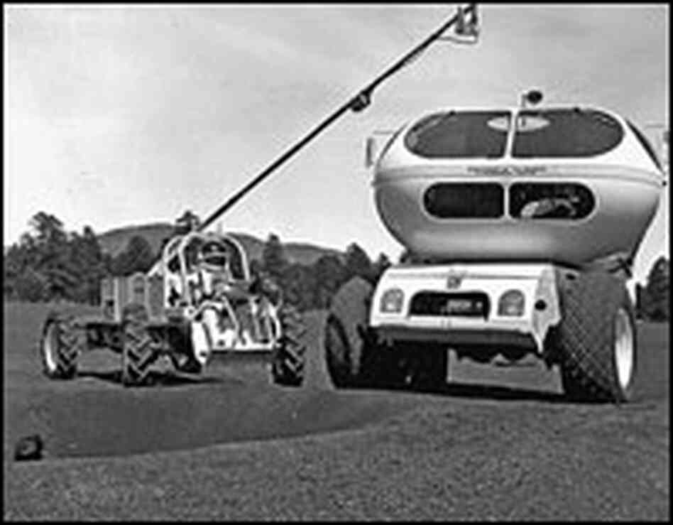 One-man explorer being tested in 1969 in Cinder Lakes crater field in Arizona.