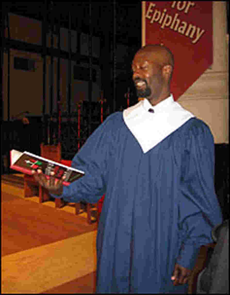 Sheptock sings in his choir one Sunday afternoon.